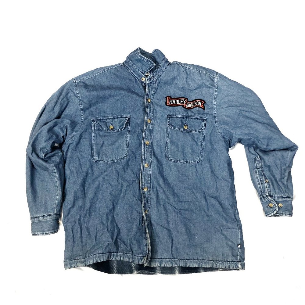 Harley Davidson Moose Creek Jean Jacket Large Blue Gem